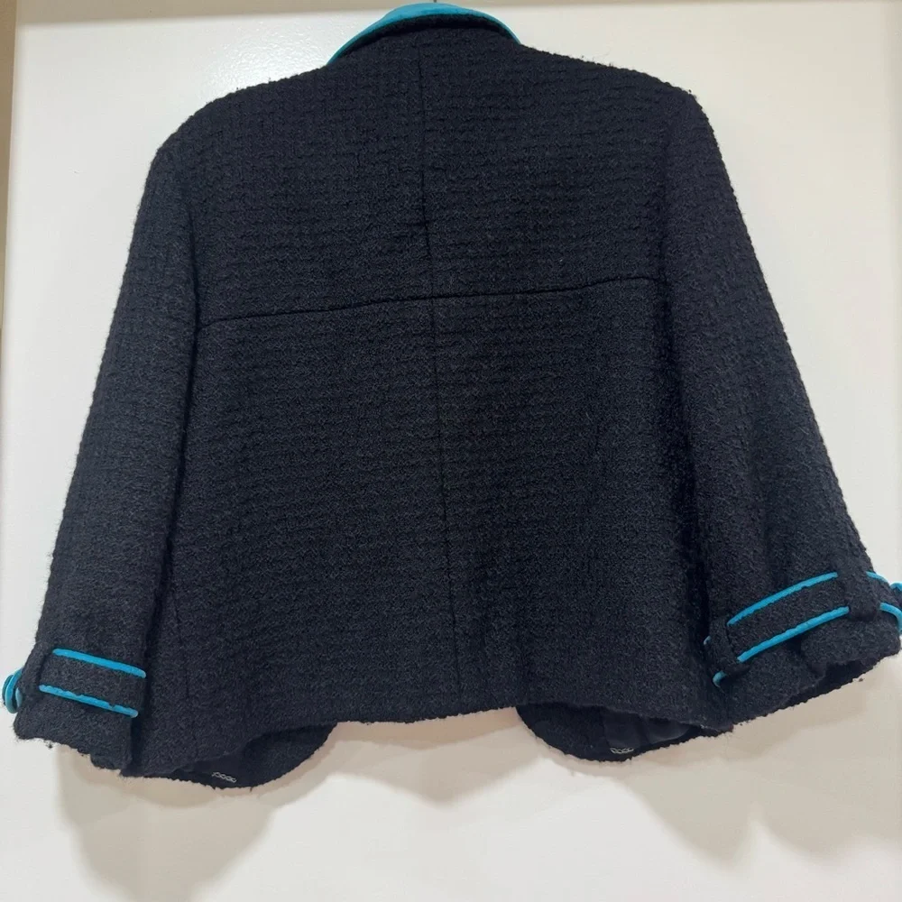Chanel Fall 2007 Ready To Wear Runway Tweed Wool Black Jacket Blazer Size 40